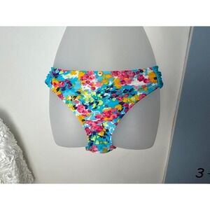 Cleo‎ Blue Floral Bikini Bottoms XL Resortwear Beach Vacation